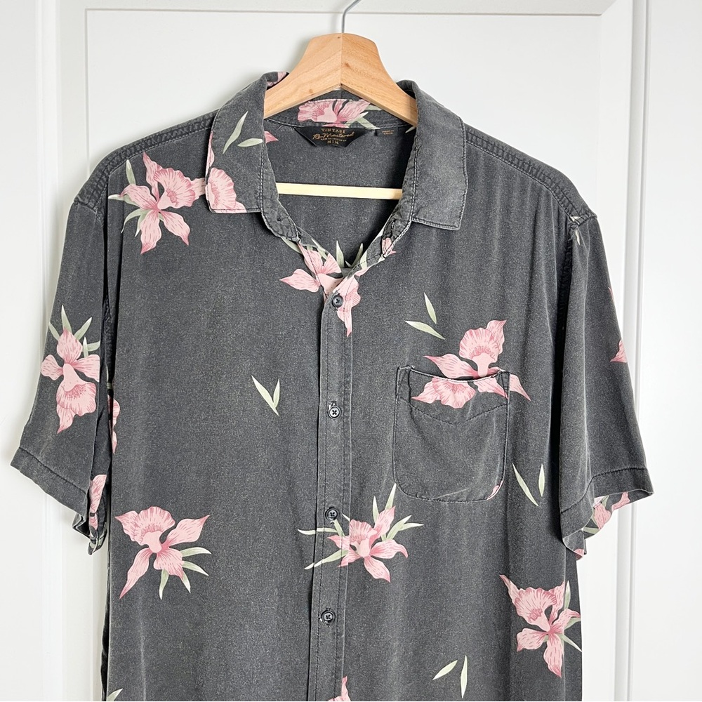 Cotton On Vintage Remastered Faded Black Pink Tropical Floral Hawaiian Shirt, M - Picture 2 of 13